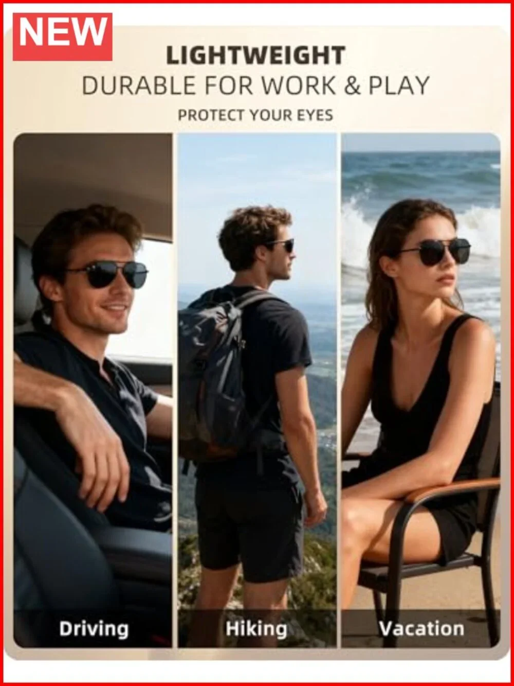 Polarized UV400 Aviator Sunglasses with Metal Frame for Driving Sports